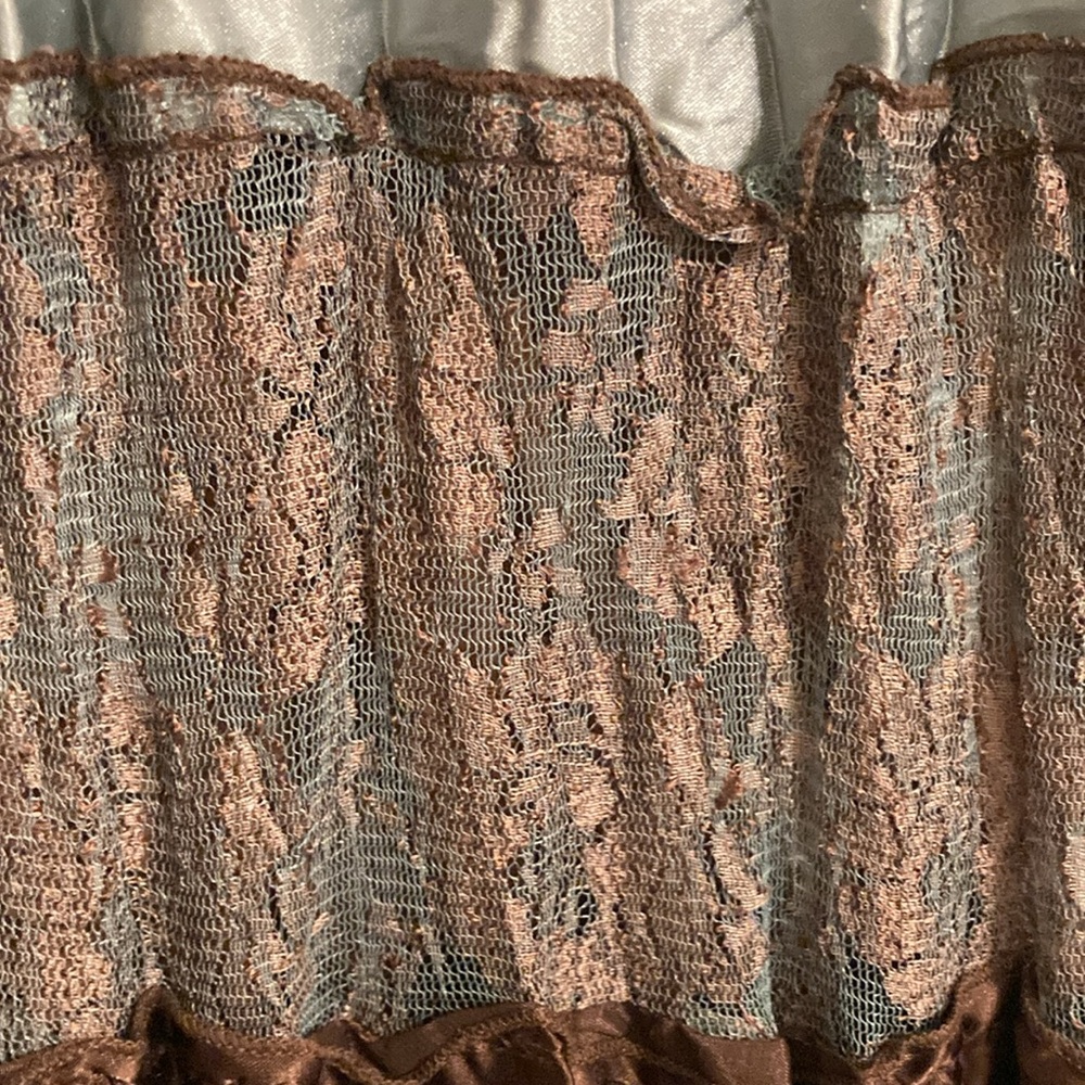 Vintage Guess Ruffled Baby Doll Dress Women's S Brown Teal Fairy Lace Y2K - Picture 8 of 10